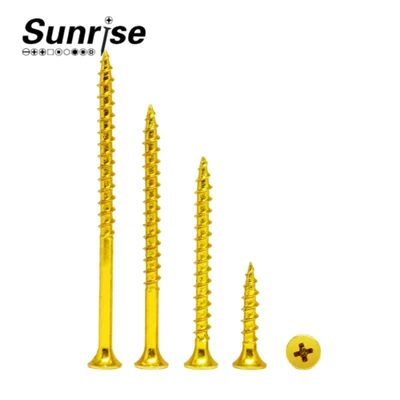হলুদ দস্তা ধাতুপট্টাবৃত ক্রস Recessed Countersunk হেড কণা বোর্ড স্ক্রু