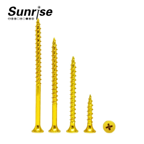 হলুদ দস্তা ধাতুপট্টাবৃত ক্রস Recessed Countersunk হেড কণা বোর্ড স্ক্রু